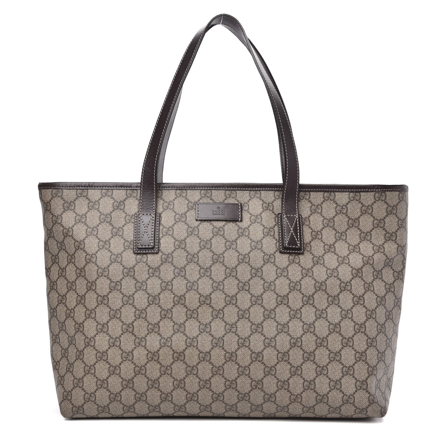 Gucci GG Supreme Monogram Medium Zippered Shopping Tote Dark Brown 1 of 12