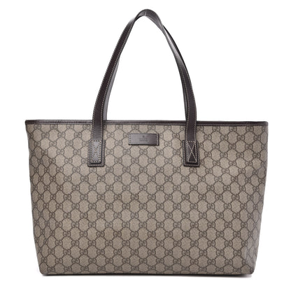 Gucci GG Supreme Monogram Medium Zippered Shopping Tote Dark Brown 1 of 12