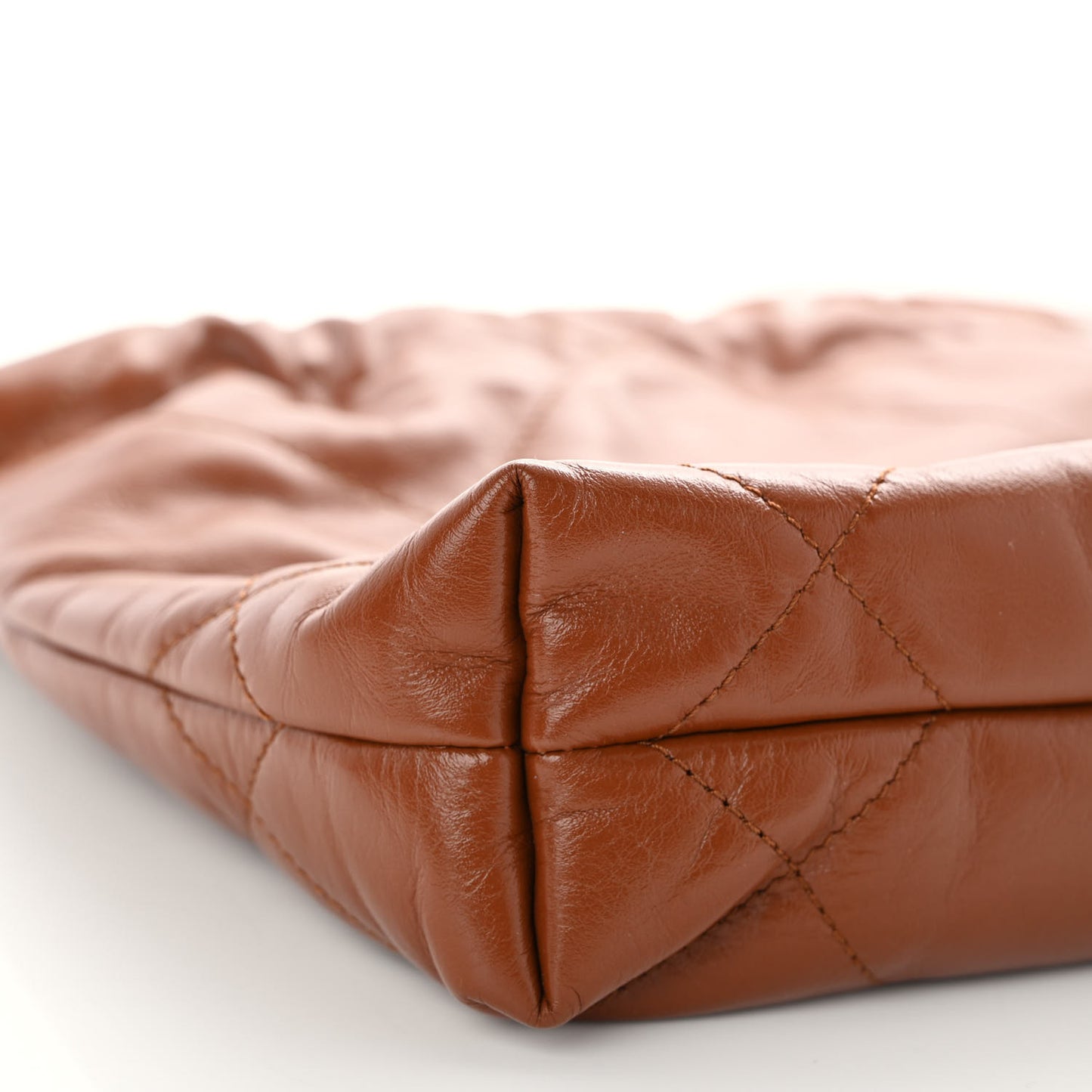 Shiny Calfskin Quilted Mini Chanel 22 Light Brown