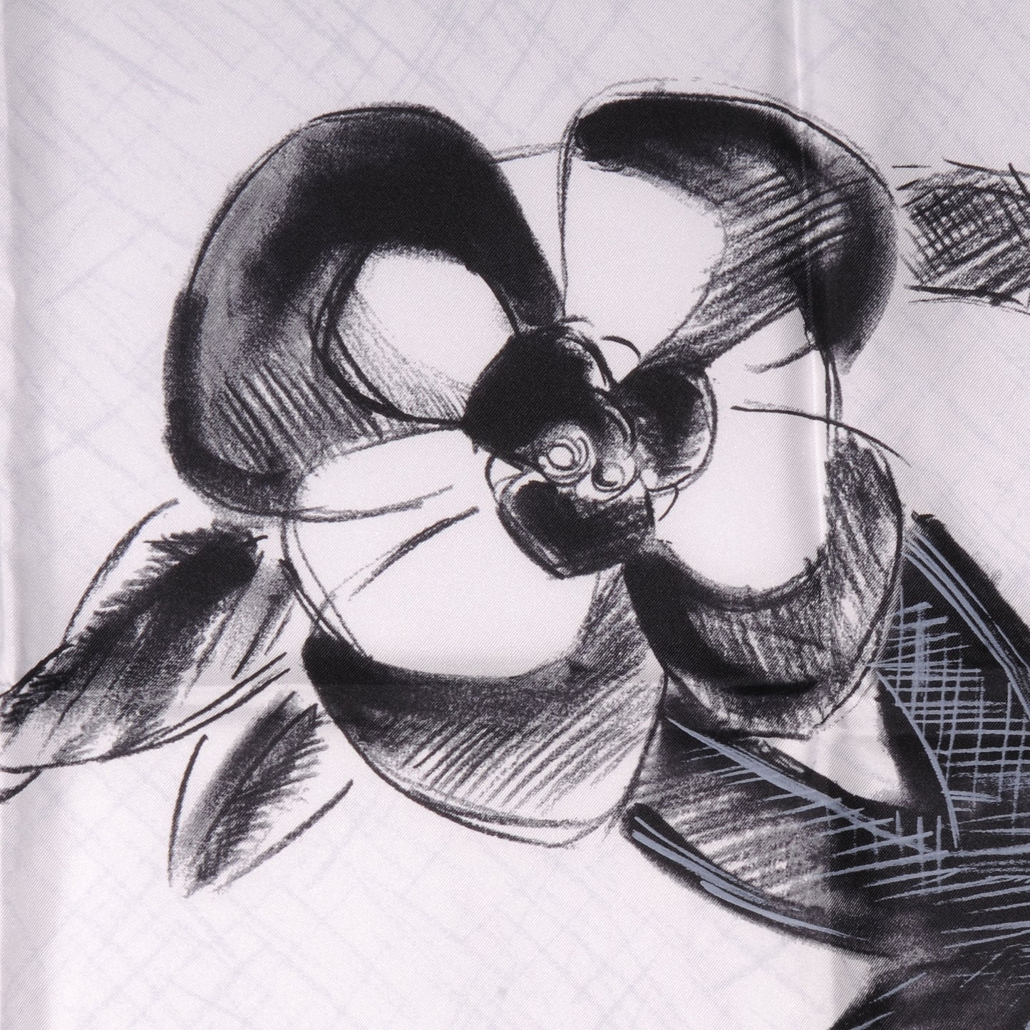 Silk CC Camellia Square Scarf Black