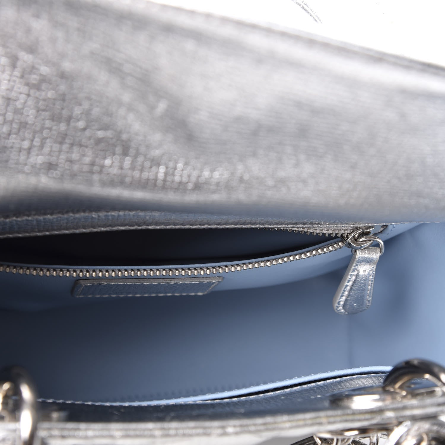 Christian Dior Metallic Grained Calfskin Cannage Small Lucky Badges My Lady Dior Silver 4 of 11