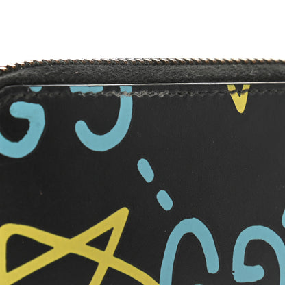 Gucci Calfskin GucciGhost Zip Around Card Case Black New Acquamarine 8 of 8