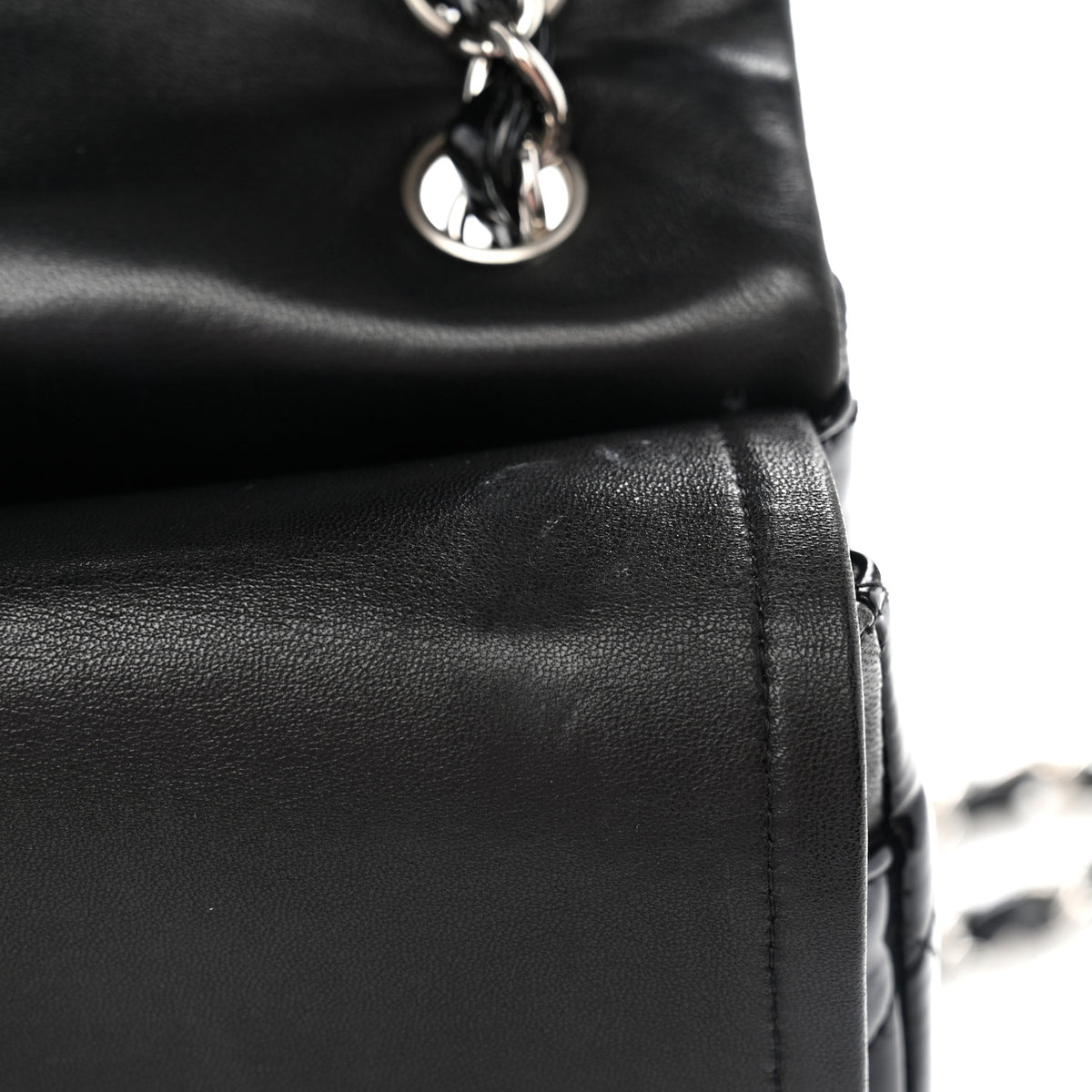 Patent Quilted Jumbo Double Flap Black