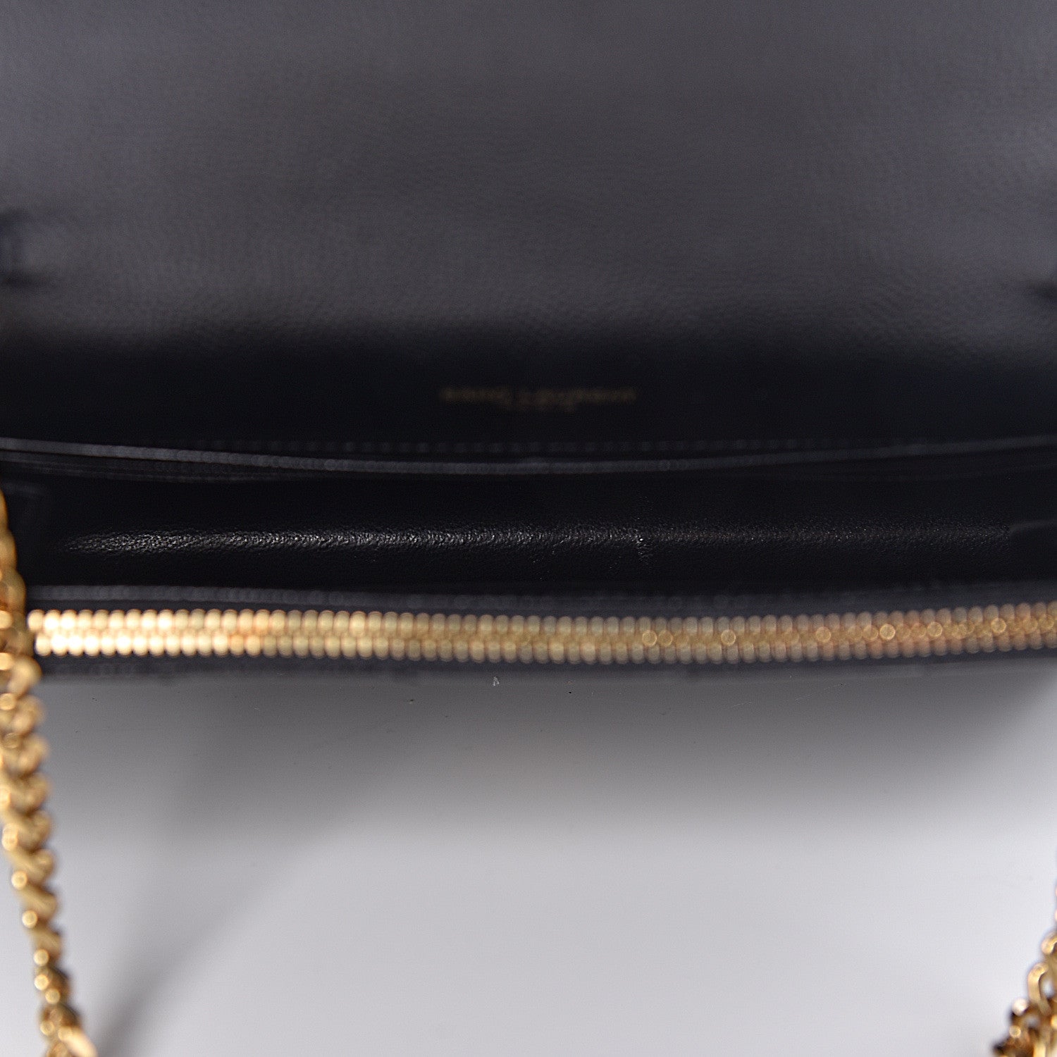 Saint Laurent Grain De Poudre Matelasse Chevron Monogram Envelope Chain Wallet Black 5 of 10