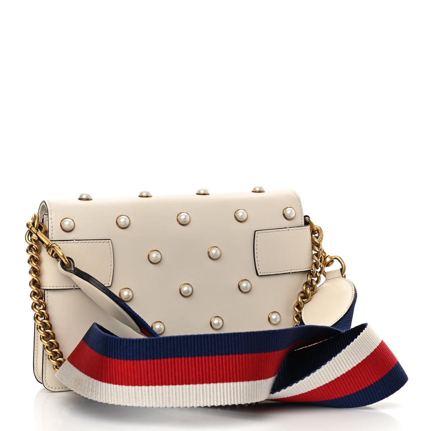 Nappa Pearl Studded Mini Queen Margaret Broadway Shoulder Bag Mystic White