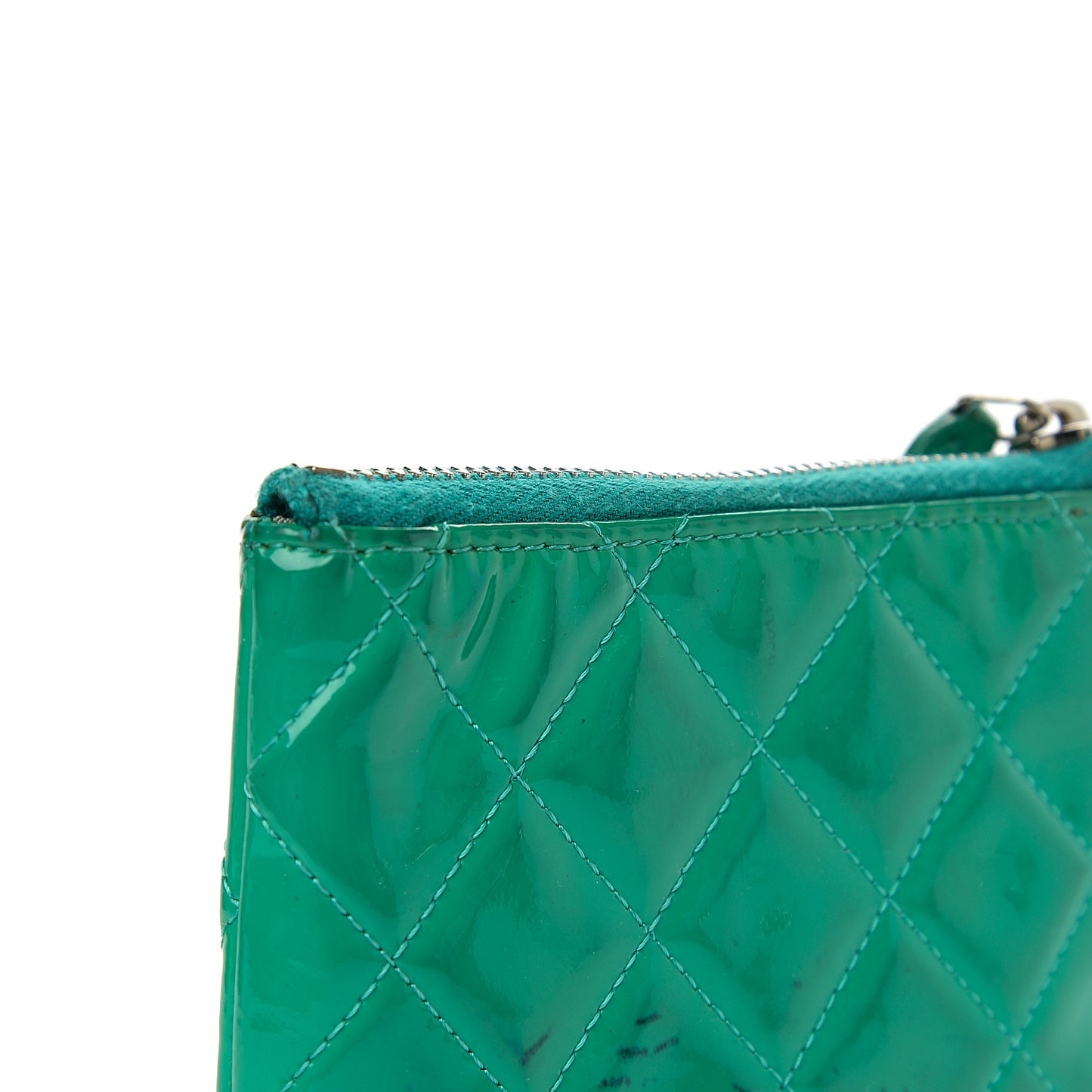 Patent Quilted Key Holder Case Green