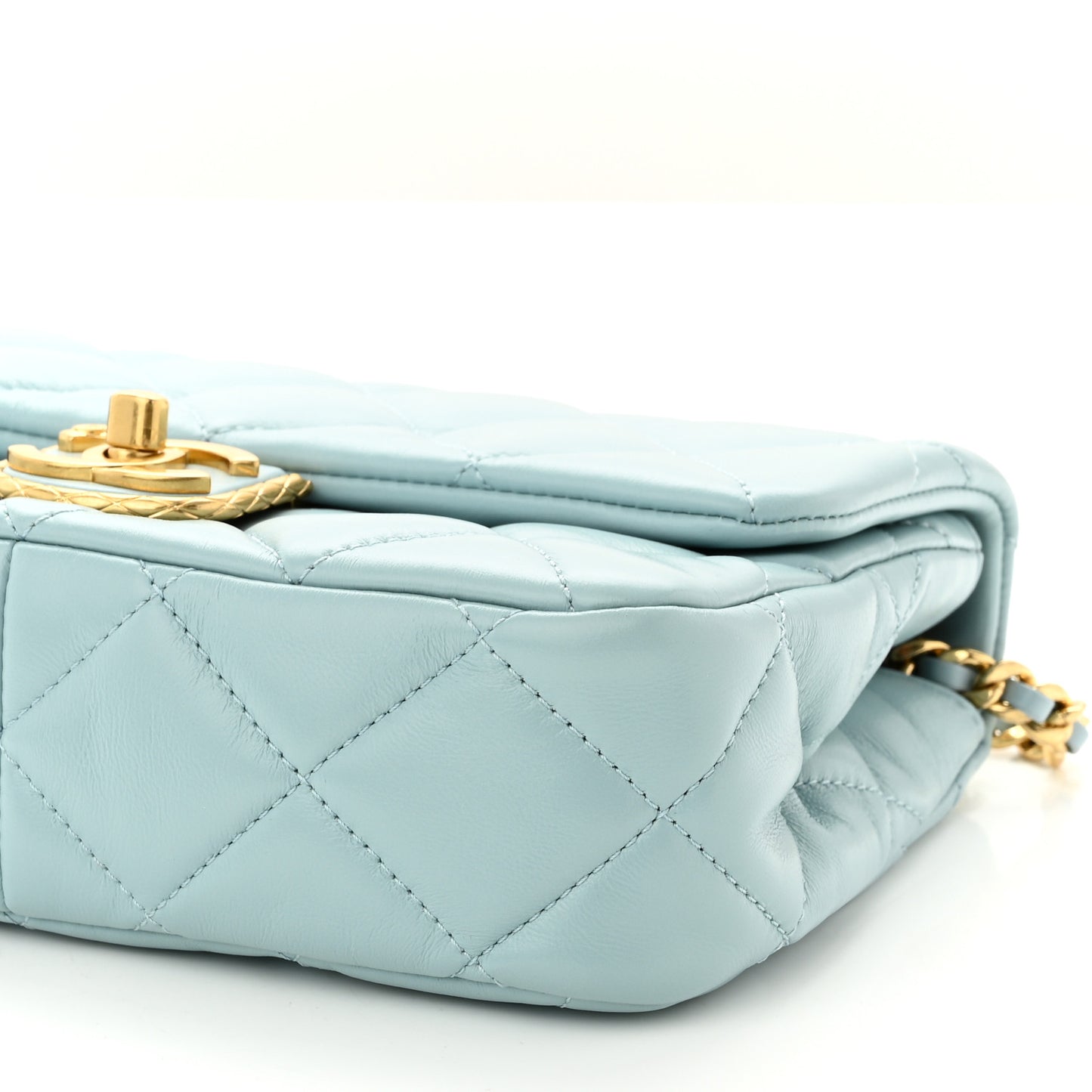 Lambskin Quilted Mini Flap Light Blue