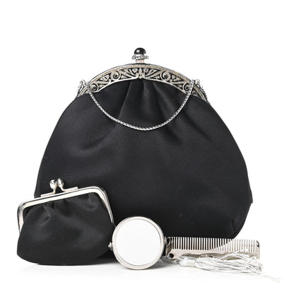 Judith Leiber Satin Crystal Pleated Evening Bag Black 10 of 11