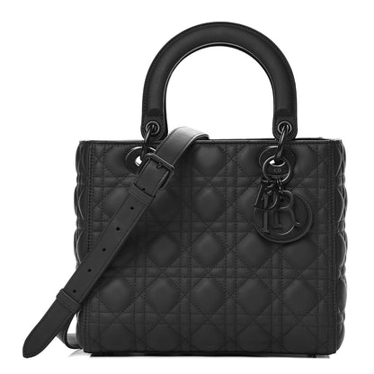 Christian Dior Ultra Matte Calfskin Cannage Medium Lady Dior Black 1 of 9