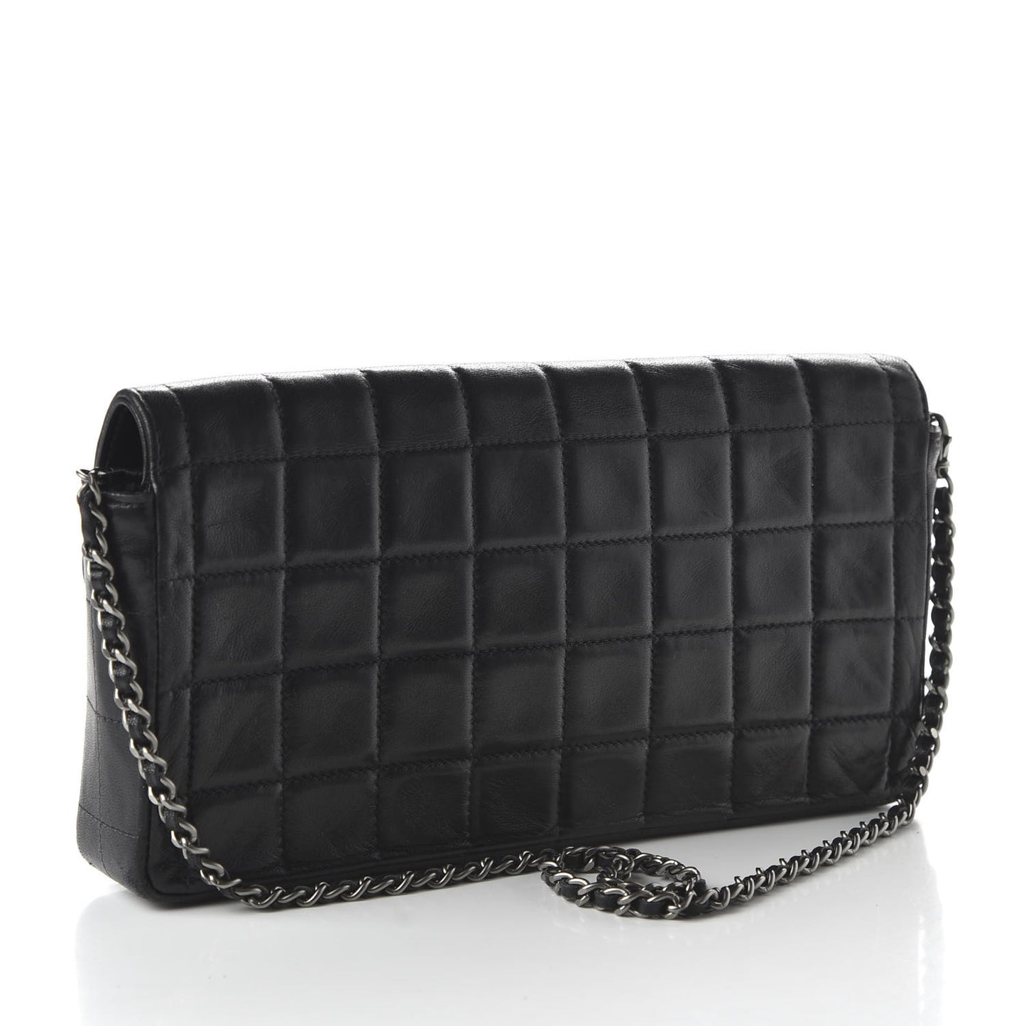 Lambskin East West Chocolate Bar Flap Black