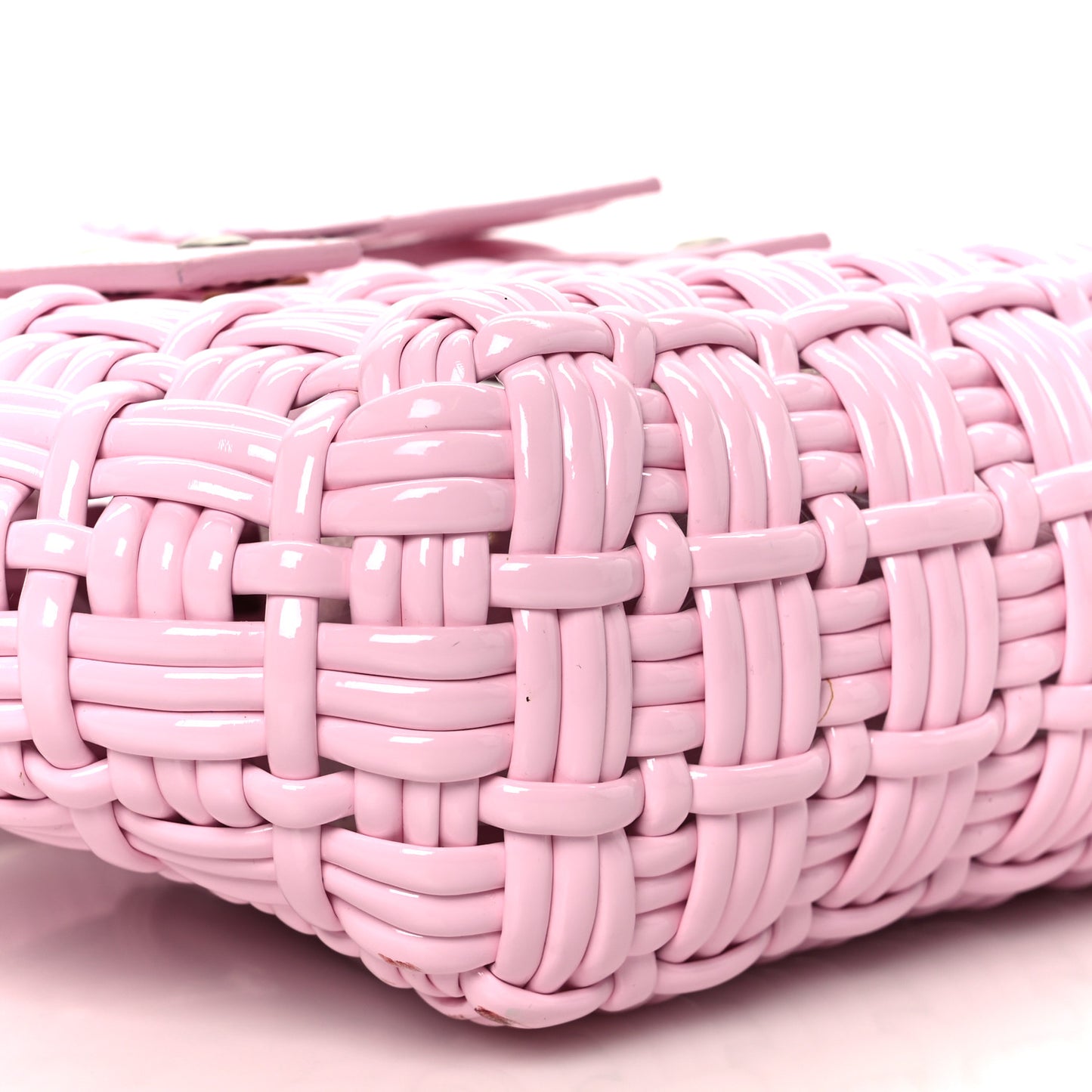 Faux Calfskin Braided Varnished XXS Bistro Basket Candy Pink