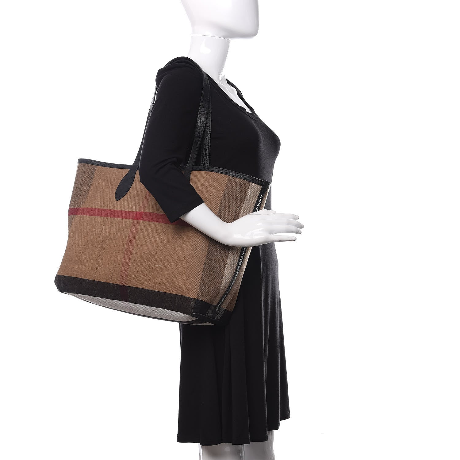 Burberry Coated Canvas Mega Check Medium Doodle Tote Black 2 of 16