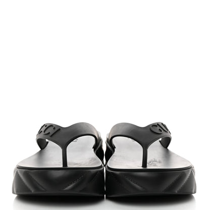 Gucci Rubber Chevron Logo Embossed Womens Thong Platform Sandals 35 Black 2 of 9