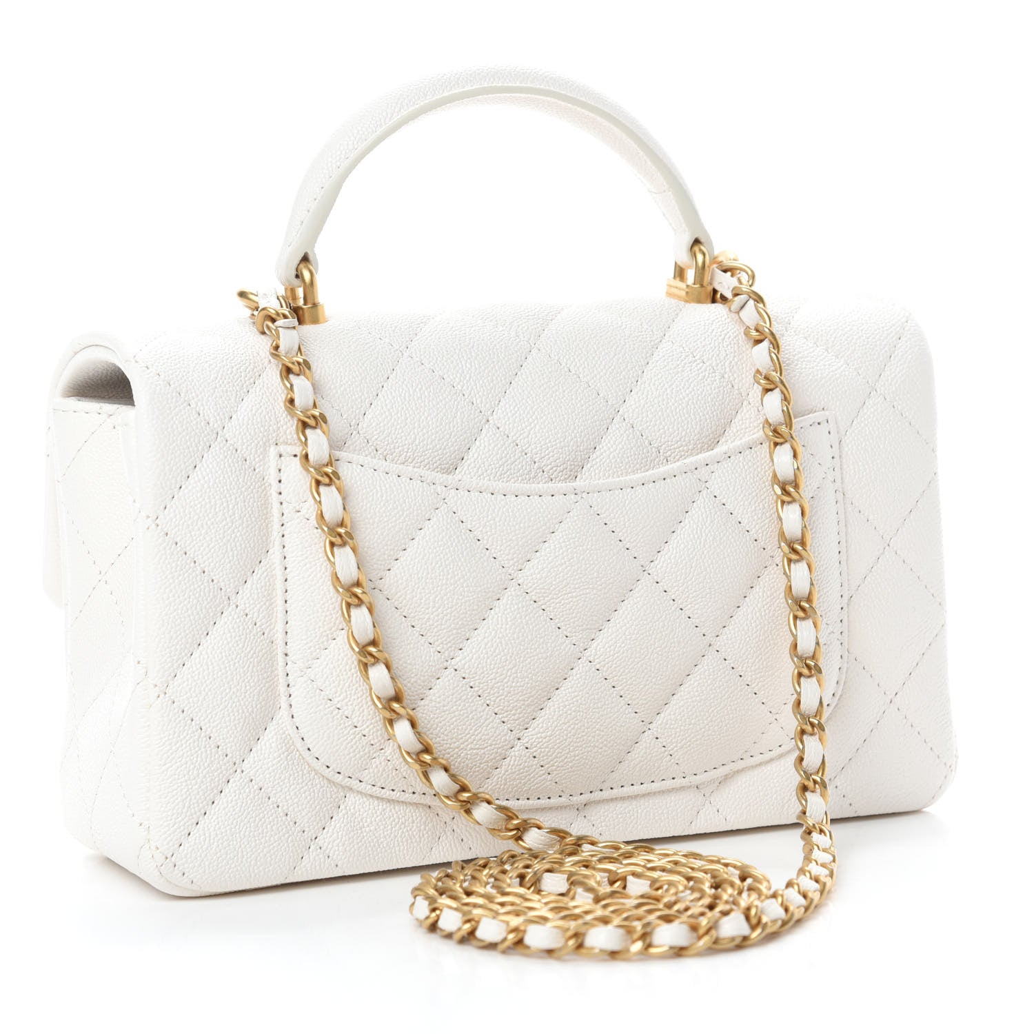 Chanel Caviar Quilted Mini Top Handle Rectangular Flap White 3 of 10