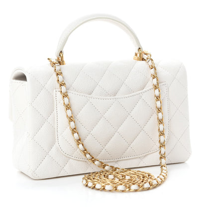 Chanel Caviar Quilted Mini Top Handle Rectangular Flap White 3 of 10