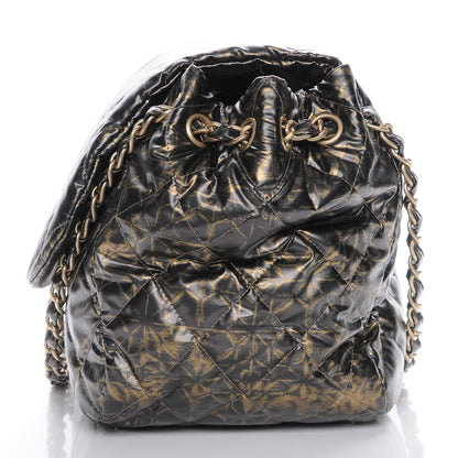 Chanel Nylon Printed Quilted Accordion Flap Black Gold 11 of 11