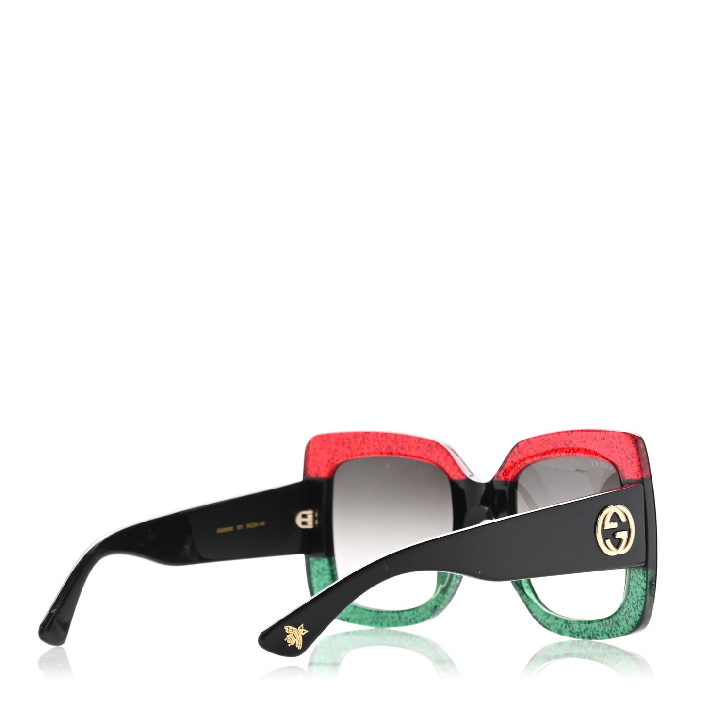 Acetate Square Frame Sunglasses GG0083S Glitter Red Black Green