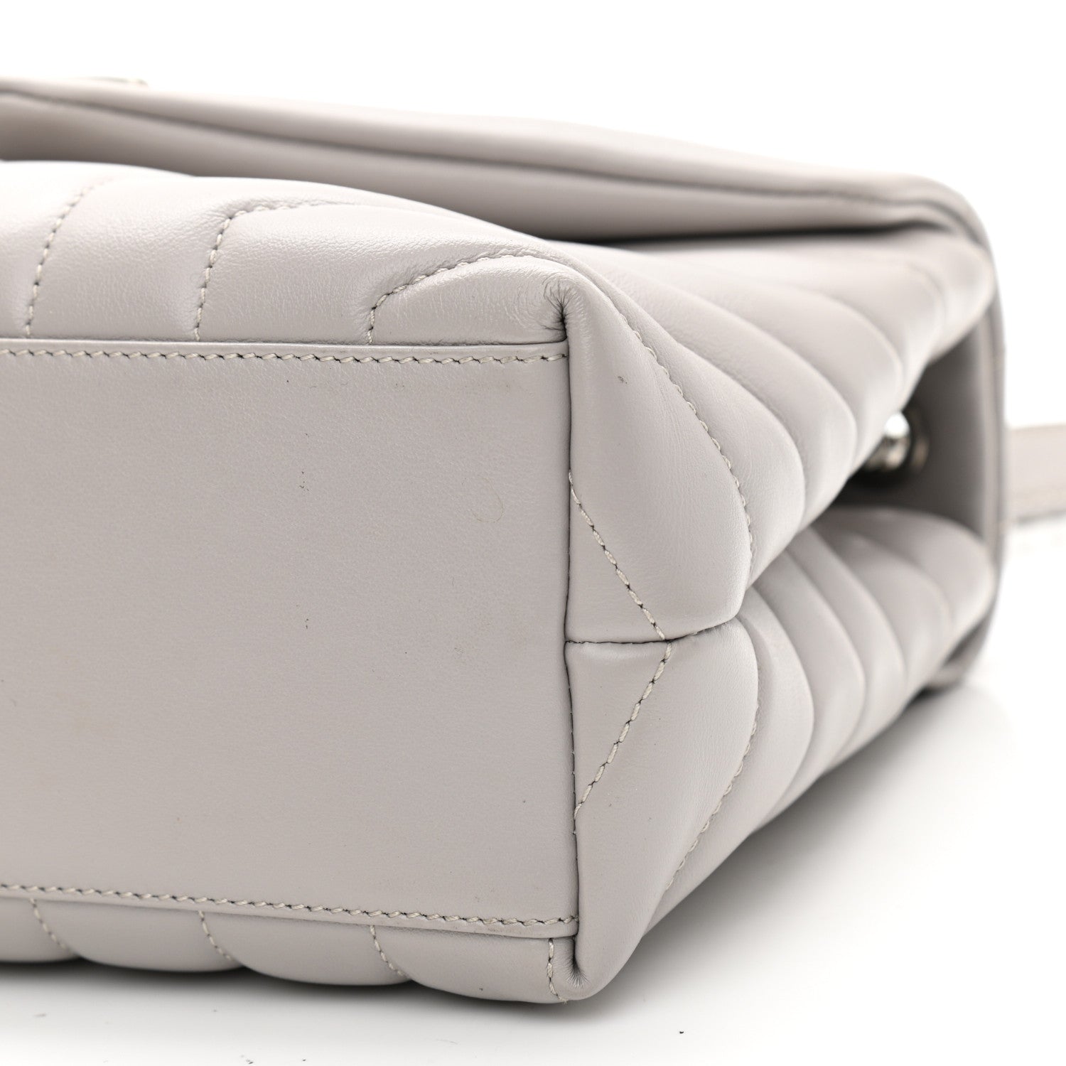 Saint Laurent Calfskin Y Quilted Monogram Small Loulou Chain Satchel Granite 10 of 11