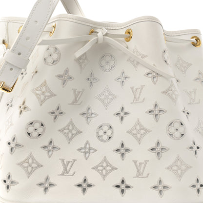 Louis Vuitton Calfskin Monogram Cutout Petit Noe White 7 of 16