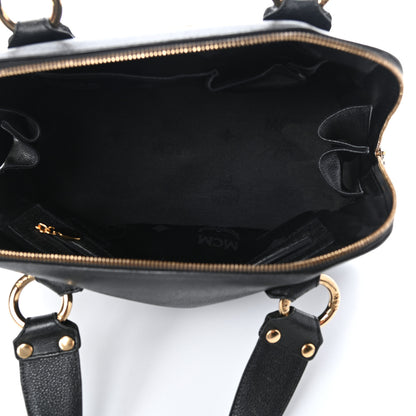MCM Grained Calfskin Studded Boston Bag Black 5 of 9