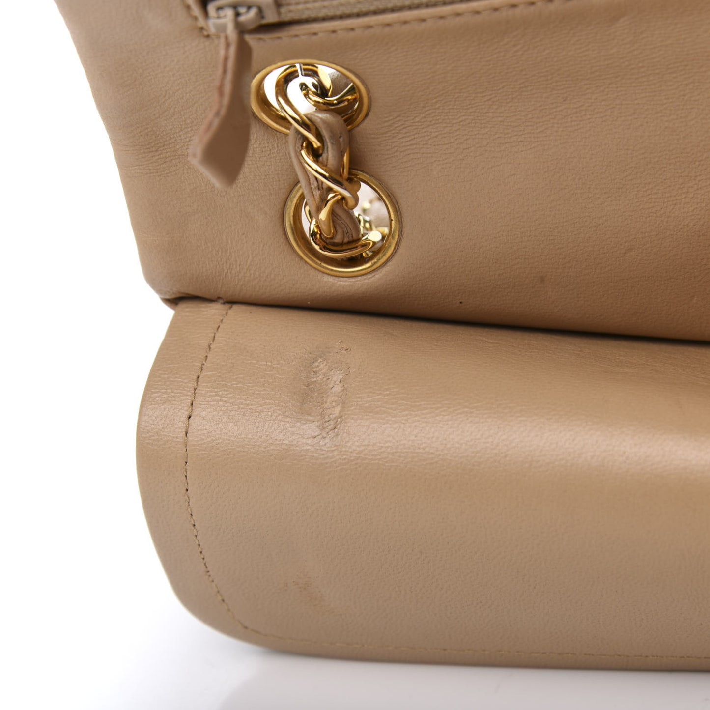 Lambskin Quilted Small Double Flap Beige