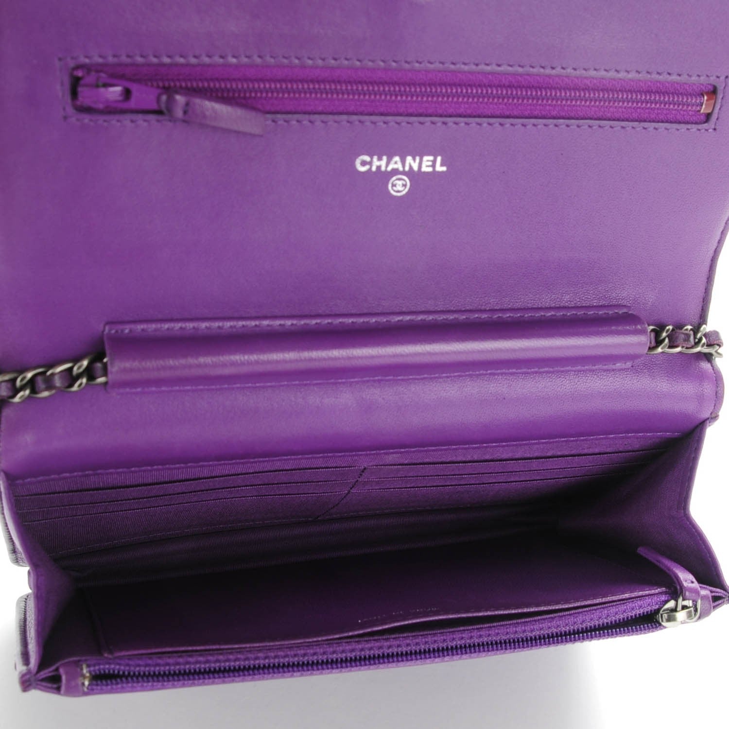 Chanel Lambskin Quilted Boy Wallet On Chain WOC Purple 5 of 8