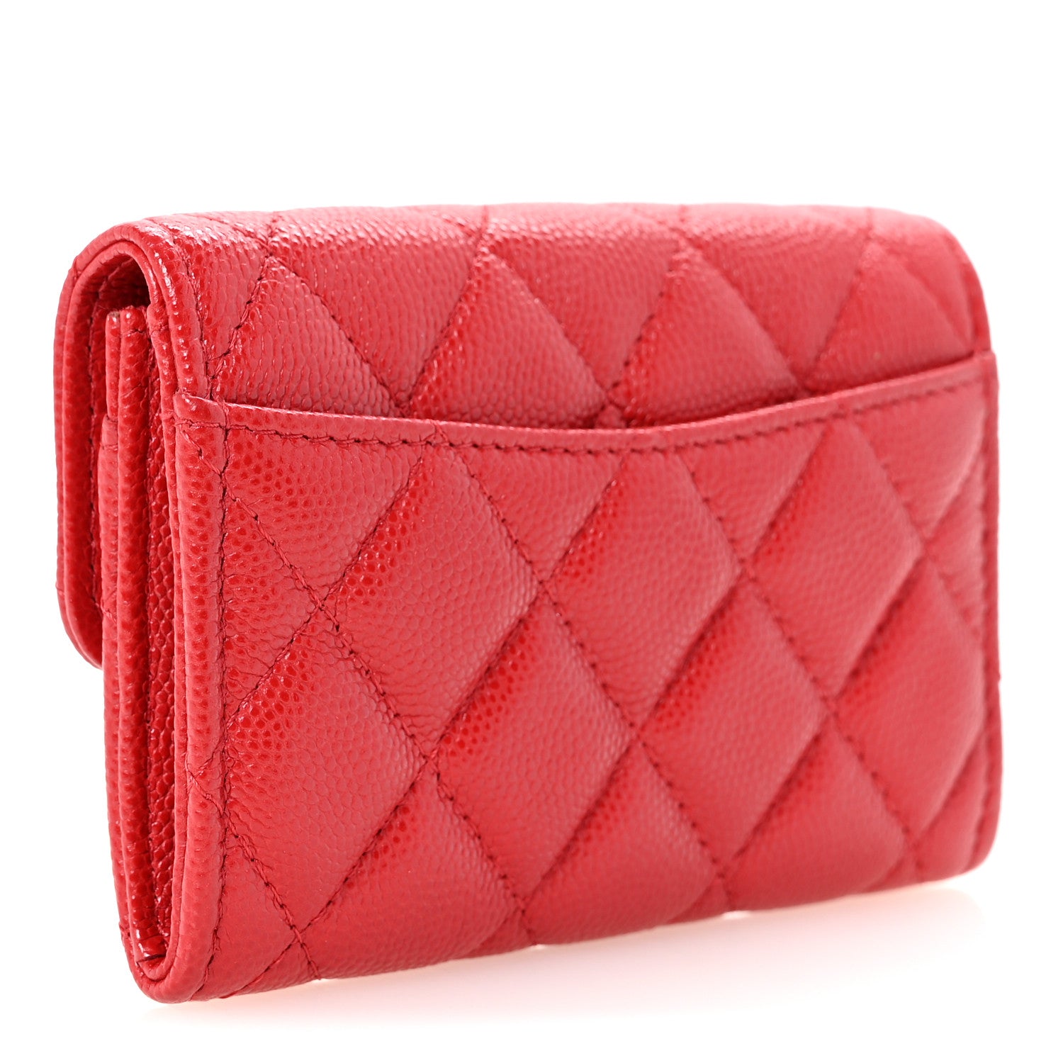 Chanel Caviar Quilted Flap Card Holder Wallet Red 3 of 9