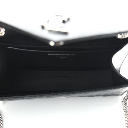 Saint Laurent Grain De Poudre Textured Mixed Matelasse Triquilt Medium Monogram Satchel Black 5 of 8