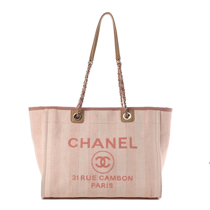 Chanel Mixed Fibers Striped Small Deauville Tote Light Pink 1 of 9