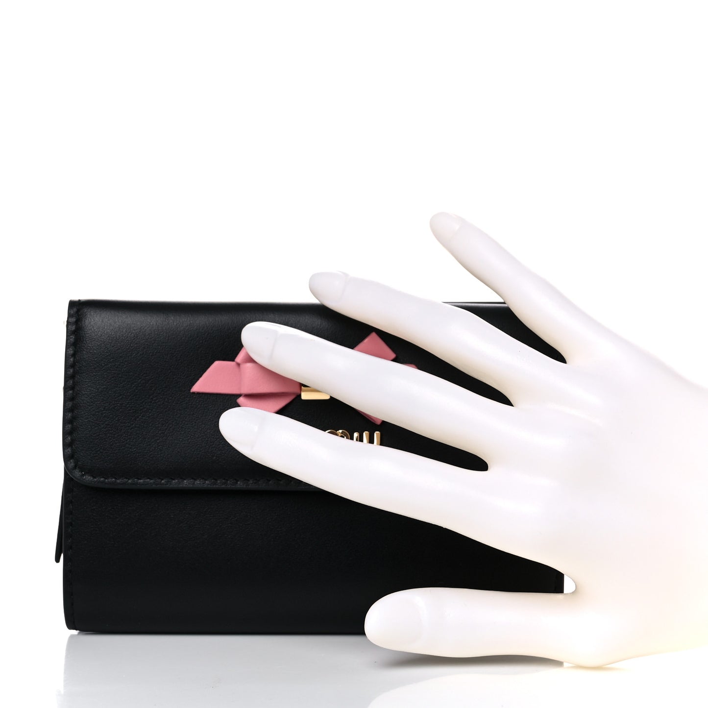 Soft Calfskin Bow Bi-Fold Wallet Black