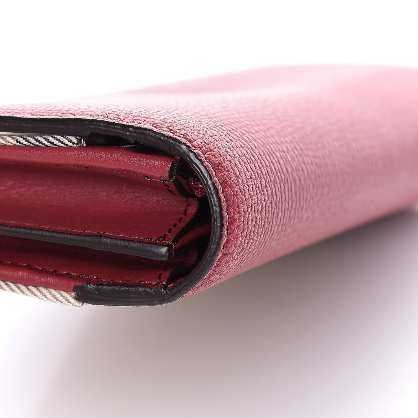 Calfskin House Check Porter Continental Wallet Red
