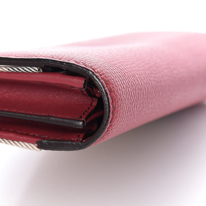 Burberry Calfskin House Check Porter Continental Wallet Red 10 of 12