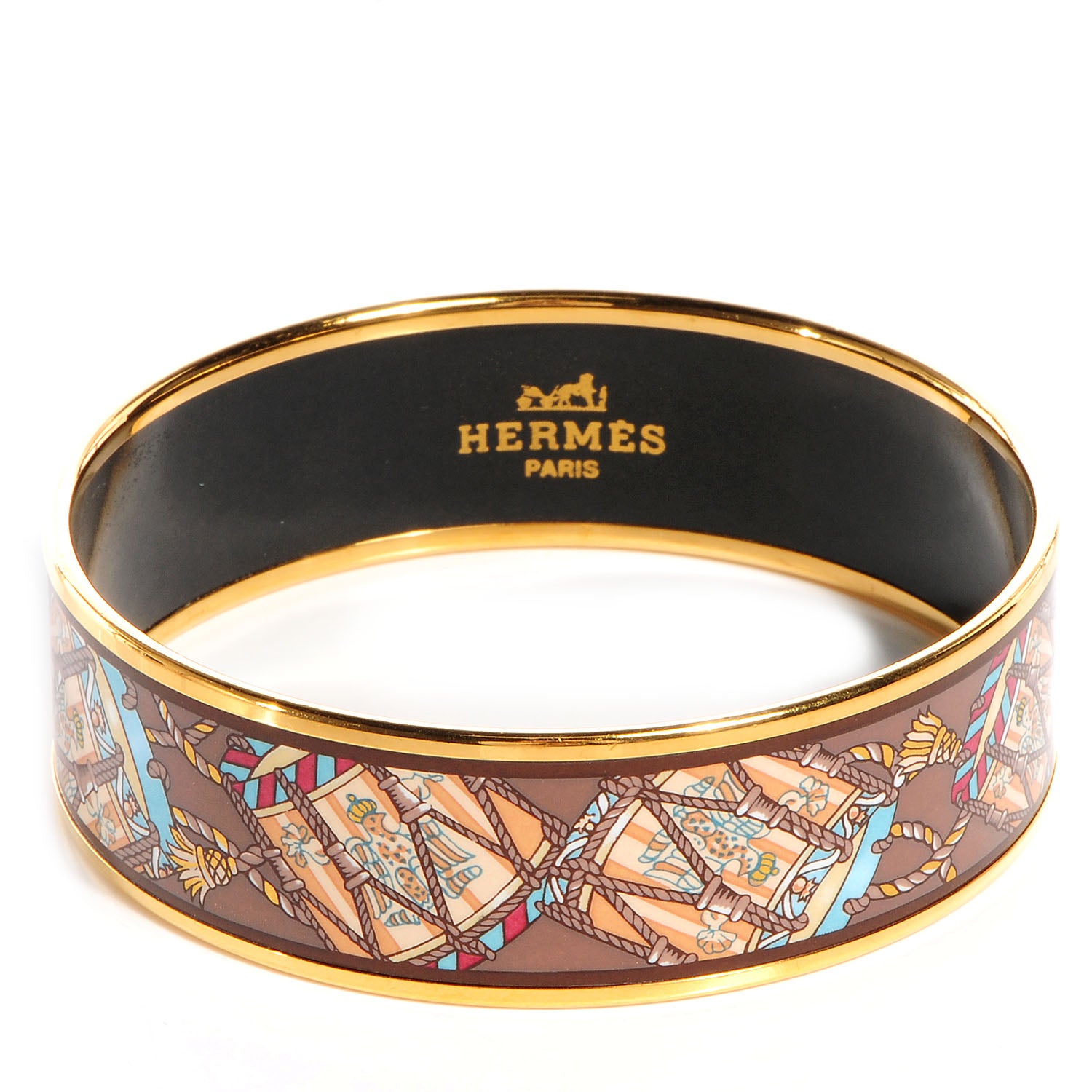 Hermes Enamel Printed Les Tambours Wide Bracelet 70 1 of 5
