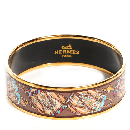 Hermes Enamel Printed Les Tambours Wide Bracelet 70 1 of 5