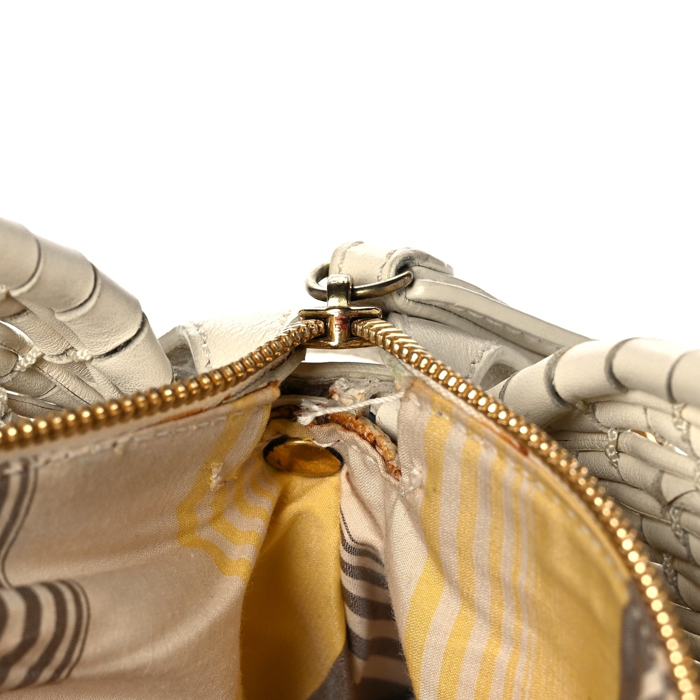 Woven Calfskin Satchel White