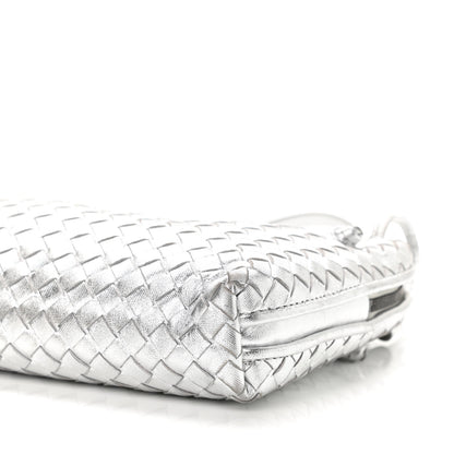 Bottega Veneta Metallic Grosgrain Intrecciato Nodini Crossbody Messenger Silver 10 of 10