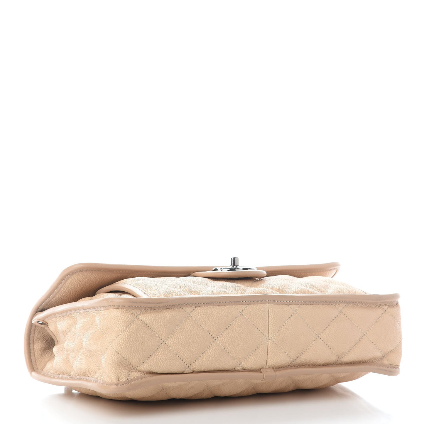 Caviar Quilted Large French Riviera Flap Beige