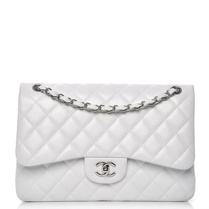 Chanel Caviar Quilted Jumbo Double Flap White 1 of 10