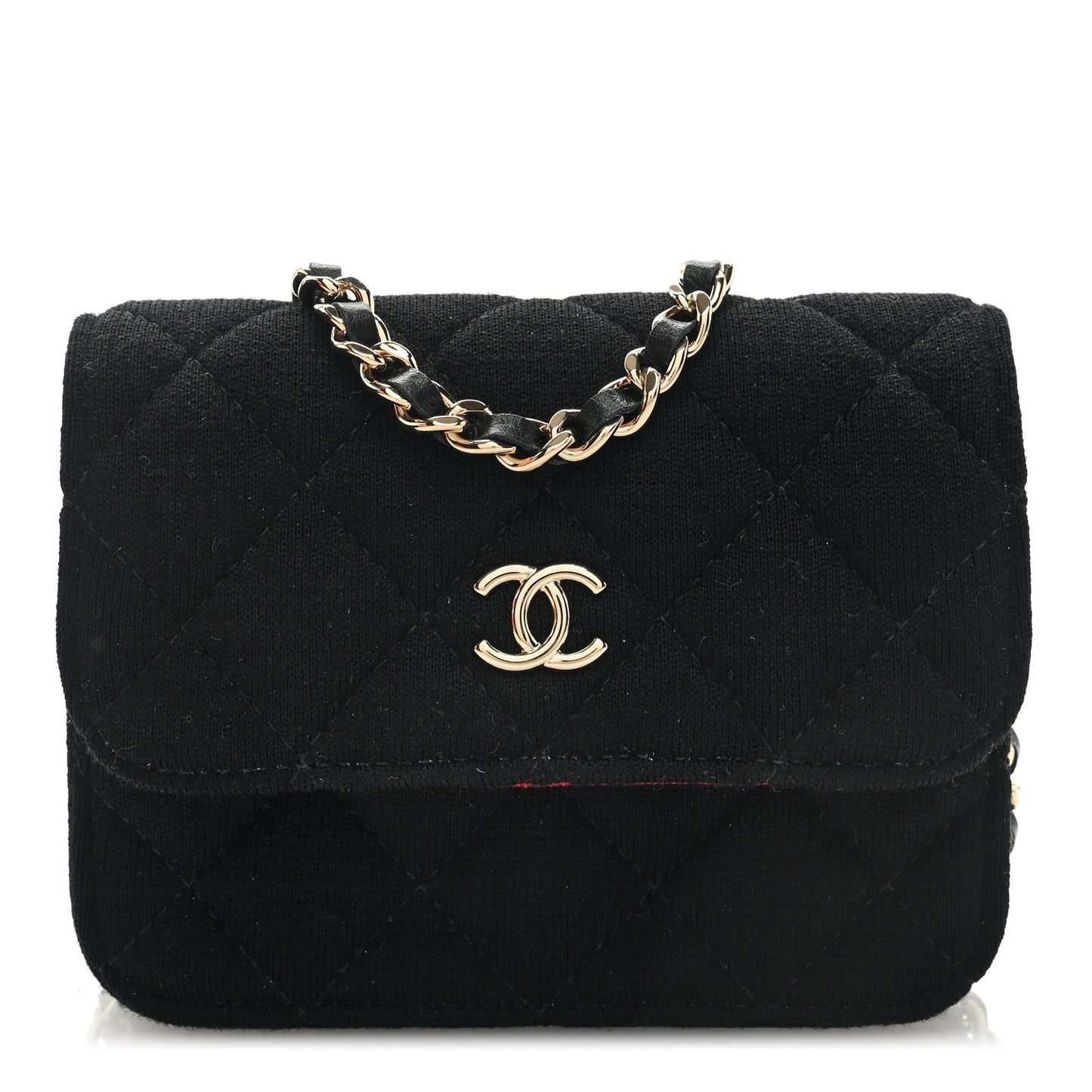 Jersey Quilted Micro Mini Flap Black