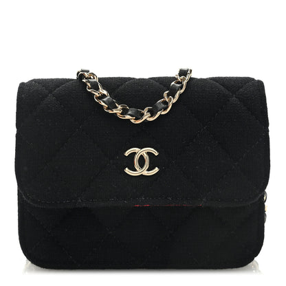Chanel Jersey Quilted Micro Mini Flap Black 1 of 10