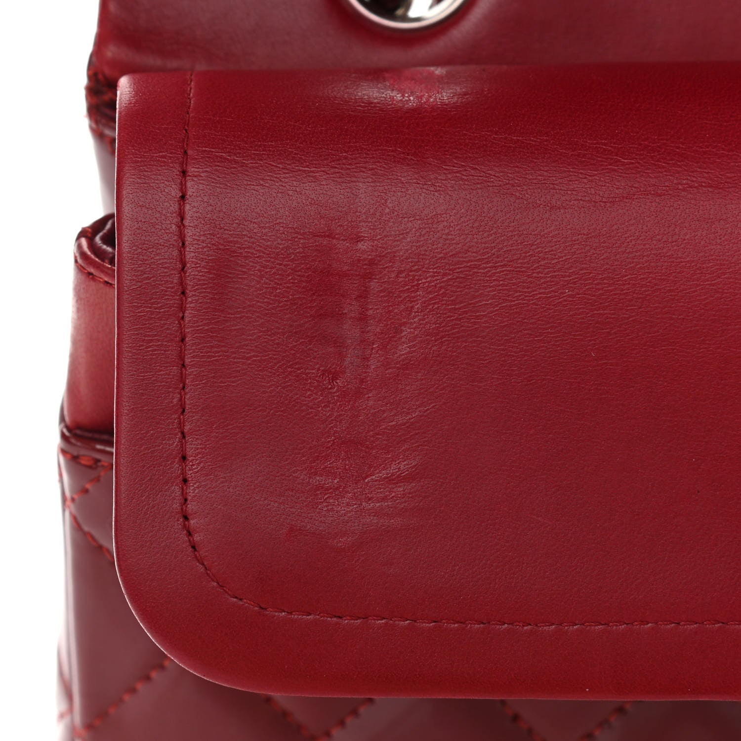 Chanel Patent Calfskin Quilted Medium Double Flap Dark Red 13 of 14