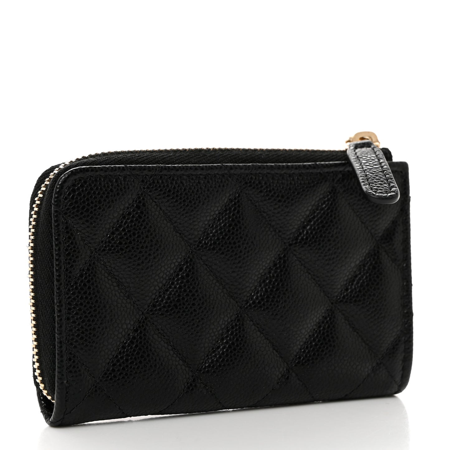 Caviar Quilted Zipped Key Holder Case Black