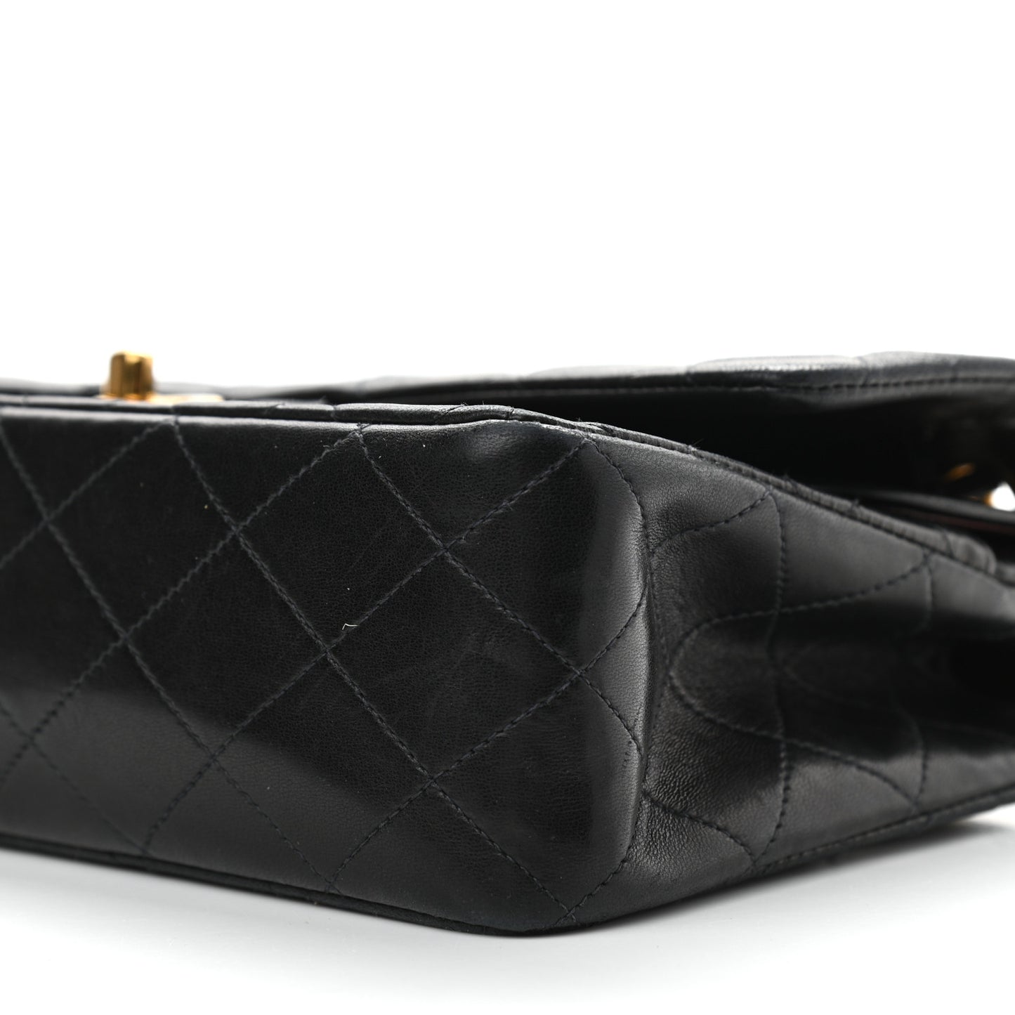 Lambskin Quilted Medium Double Flap Black