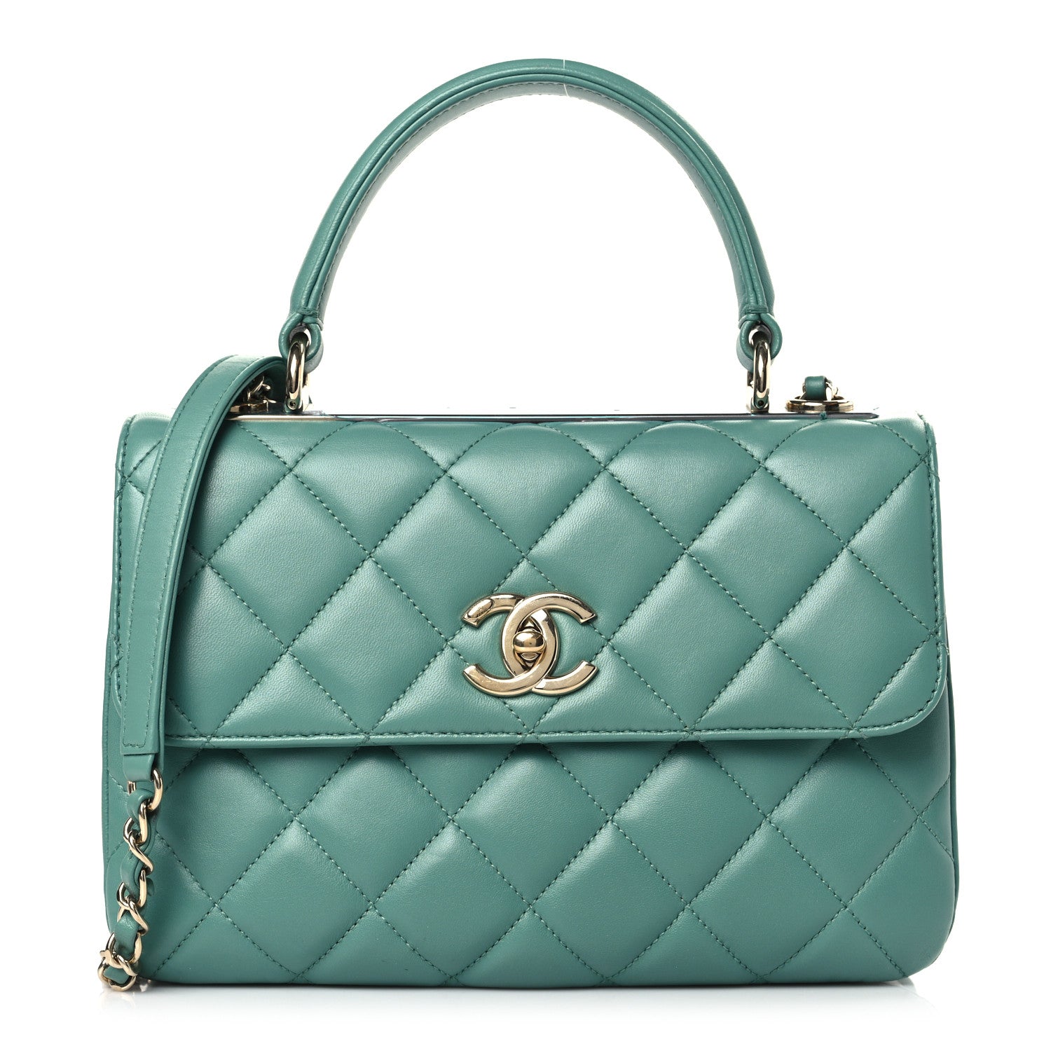 Chanel Lambskin Quilted Small Trendy CC Flap Dual Handle Bag Light Green 1 of 9