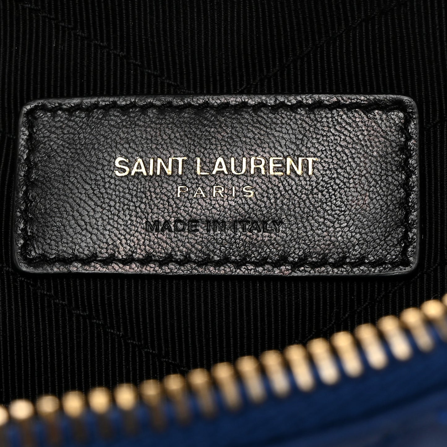 Calfskin Matelasse Chevron Monogram Zip A5 Pouch Blue Majorelle