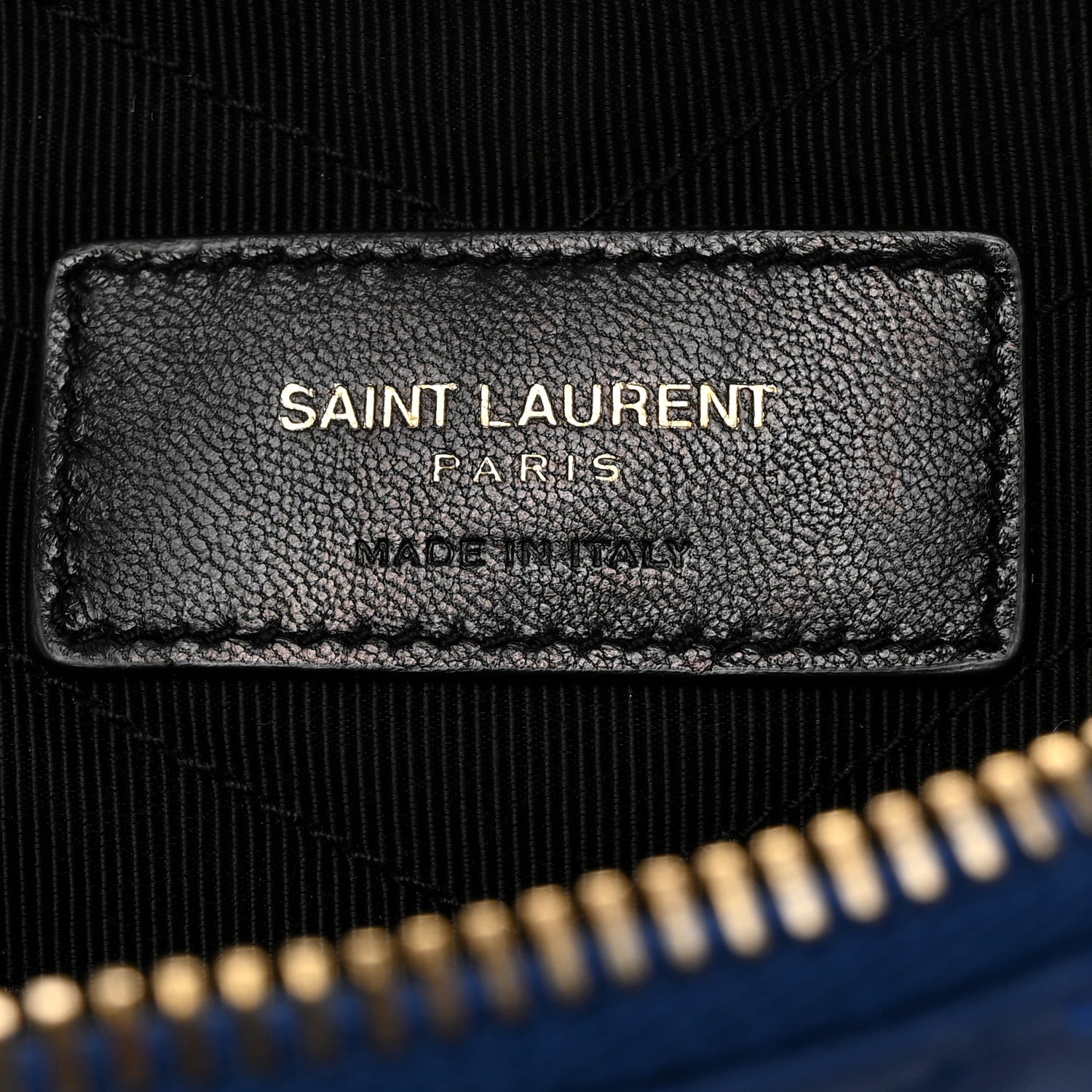 Saint Laurent Calfskin Matelasse Chevron Monogram Zip A5 Pouch Blue Majorelle 6 of 7