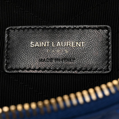 Saint Laurent Calfskin Matelasse Chevron Monogram Zip A5 Pouch Blue Majorelle 6 of 7