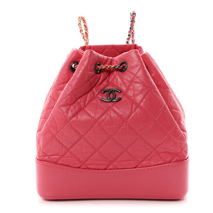 Chanel Aged Calfskin Quilted Small Gabrielle Backpack Dark Pink 1 of 9