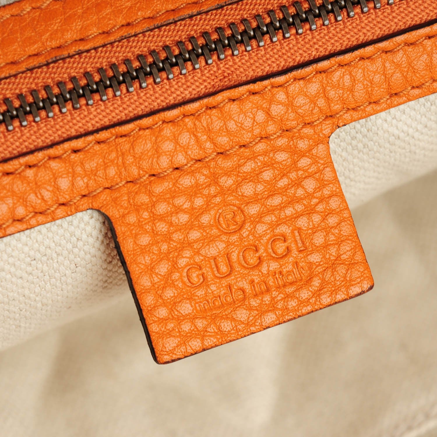 Gucci Pebbled Calfskin Bamboo Shopper Tote Orange 6 of 7