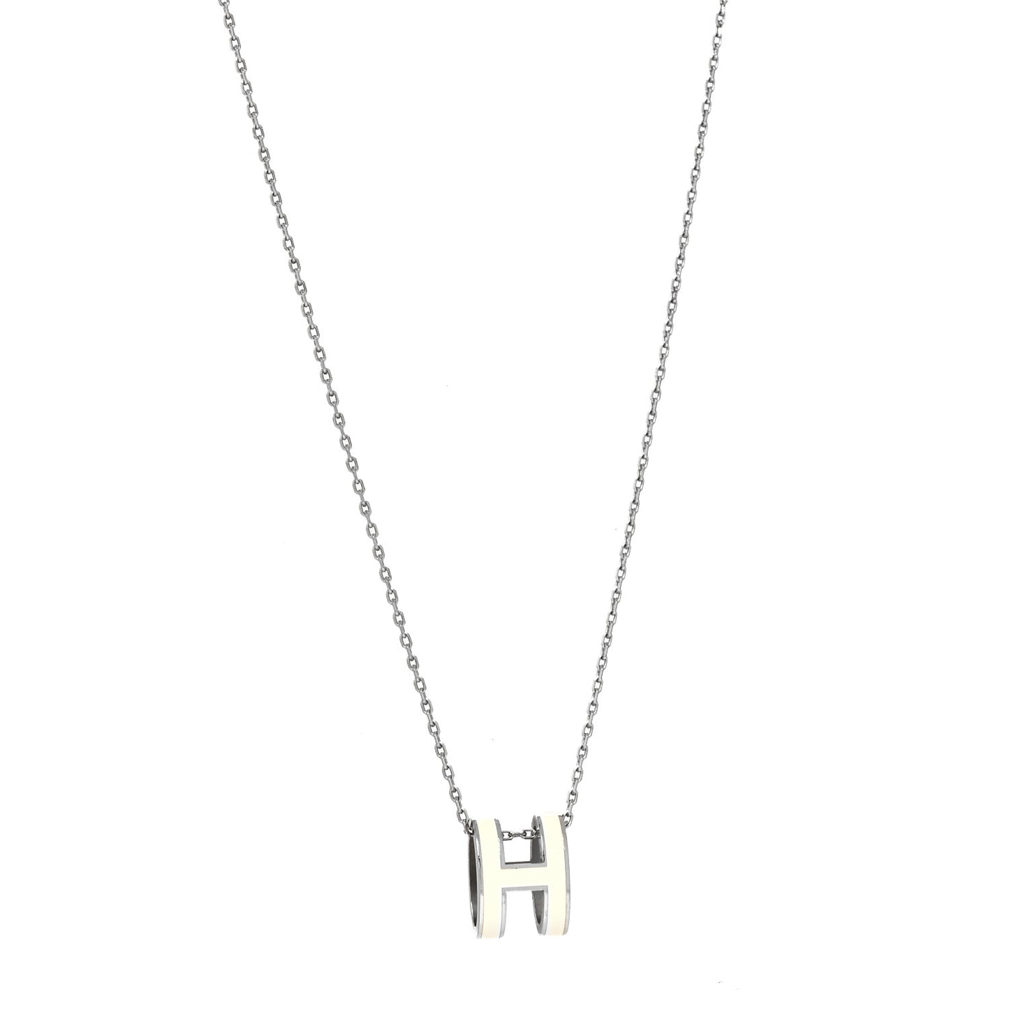 Lacquered Palladium Pop H Pendant Necklace White